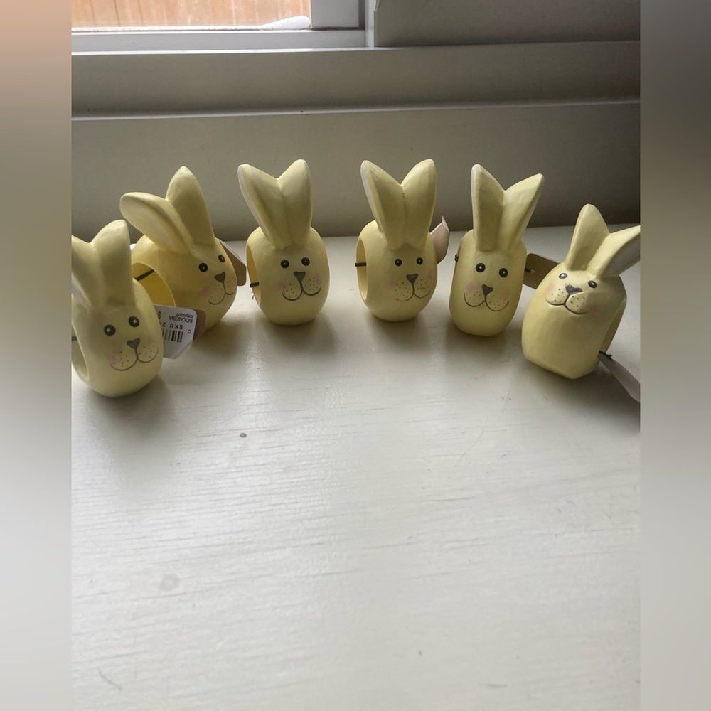 Yellow Bunny Napkin Rings Set (6)